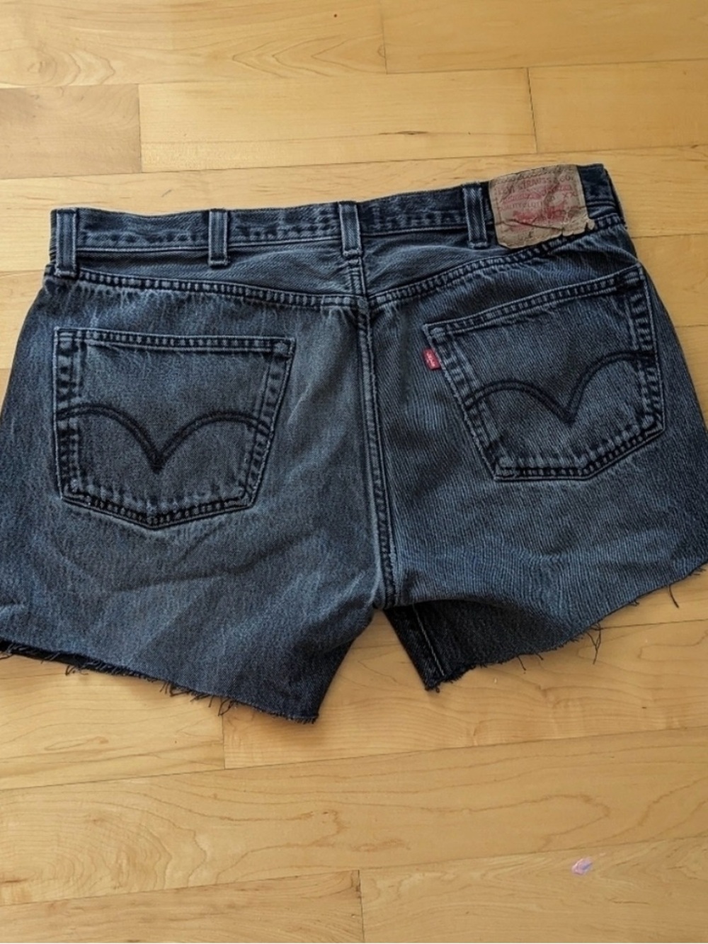 Vintage Levi's 501 Cutoff Jean denim Shorts Black wash xl waist 36 38 @p - Picture 6 of 10
